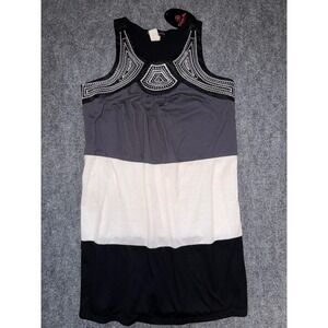 Volume One Y2K Colorblock Embroidered Neckline Tunic Mini Dress NWT Womens M